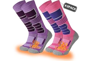 COOVAN Ski Socks Mens Womens 2 Packs Warm Winter Thermal Socks for Snow Snowboarding Knee High Compression Socks