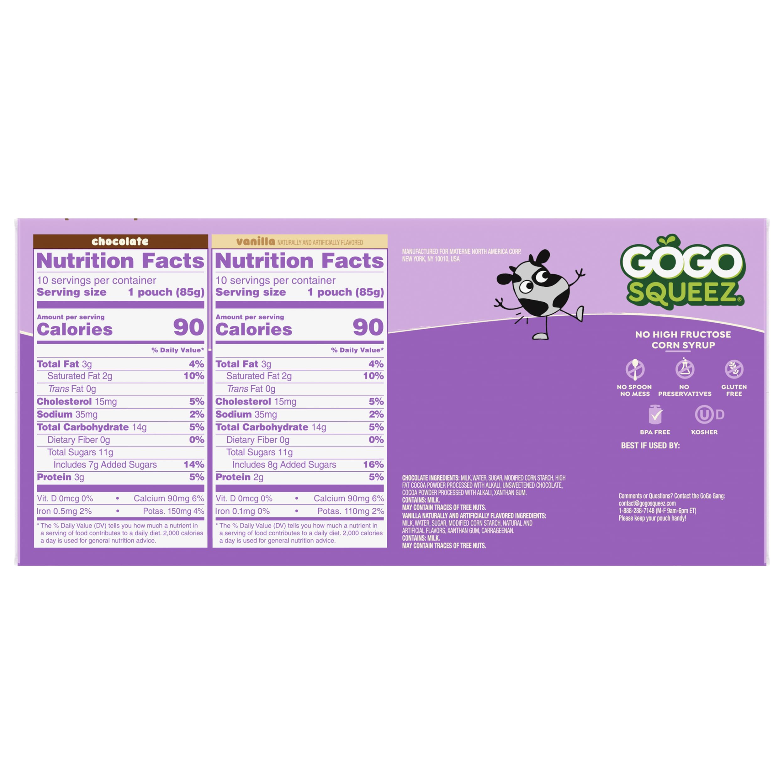GoGo SqueeZ PuddingZ Variety Pack, On-the-Go Chocolate and Vanilla Pudding, 3 oz. Pouches (Pack of 20), BPA Free Pouches