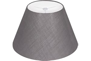 ALUCSET Lamp Shades, Replacement Lampshades for Table Lamps, Barrel Lamp Shade 7x13x7.8in, Natural Linen Lampshade, Hand Crafted Lamp Cover-Grey Brown