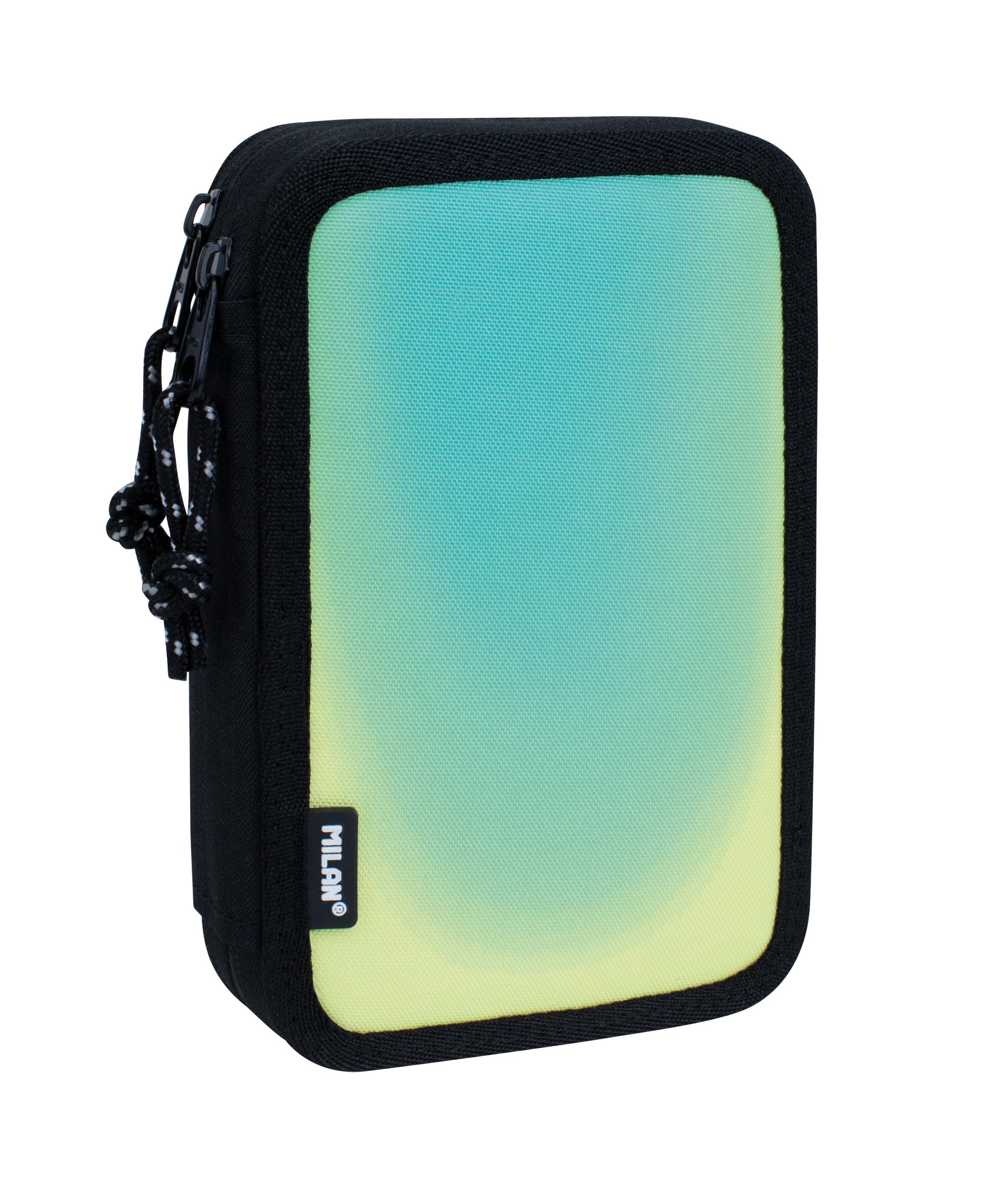 MILAN® 2 Tier Pencil Case with Sunset Content, Black and Green