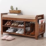 OAKHAM Bamboo Entryway Shoe Storage Bench, Entry