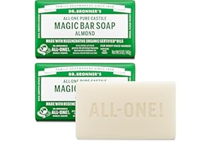 Dr. Bronner's Pure-Castile Magic Bar Soap - Made with Regenerative Organic Certified Oils - For Face, Body, Hair - Gentle Cleanse - Vegan Bath Soap Bars for Men & Women - Almond, 2 pack, 5 oz
