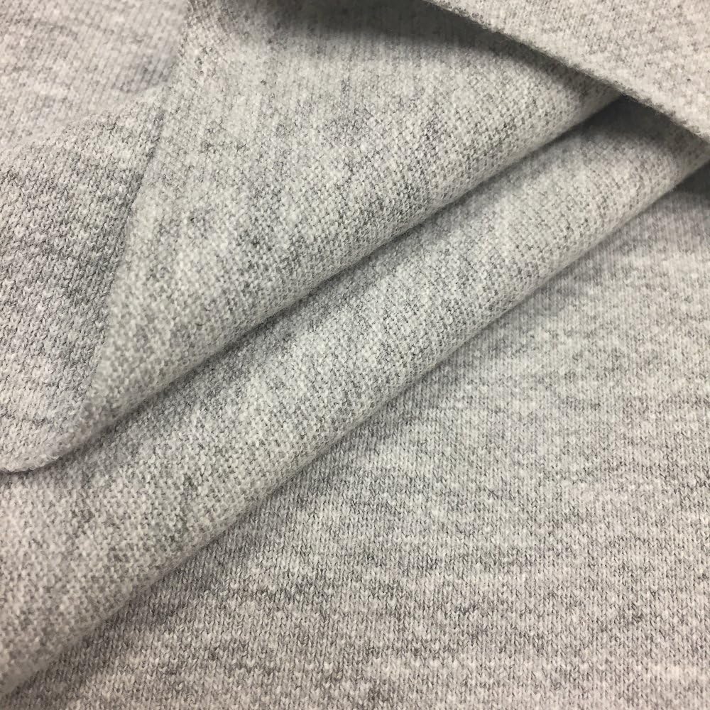USA Made Premium Quality Cotton Pique Knit Fabric by The Yard - Heather Grey - 1 Yard