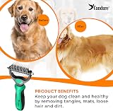 Candure Dematting Comb for Dogs Cats 2 in 1 Double Sided Stainless Steel Rake view 5