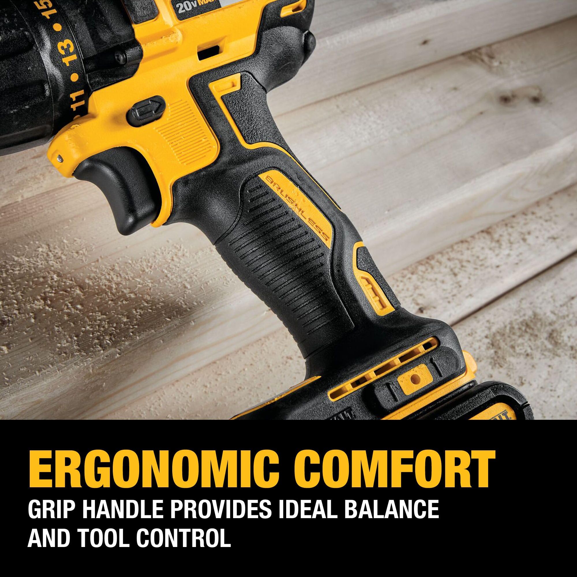 DEWALT 20V MAX Cordless Drill Driver Set, 1/2 Inch Electric Drill, 2 Speed, XR 2.0 Ah Battery and Charger Included (DCD777D1)