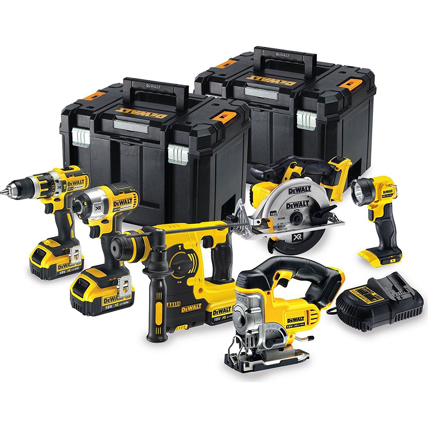 DEWALT DCK699M3T 18V 6 Piece Cordless Kit (3 x 4Ah Batteries) 2 x Tstak Kitboxes, 240 V, Multi, Large