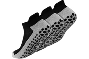 GRPSKCOS Mens Non Slip Socks 3 Pairs Size 6-12 Non Skid Sticky Grip Thick Pilates Yoga Hospital Slipper House Socks