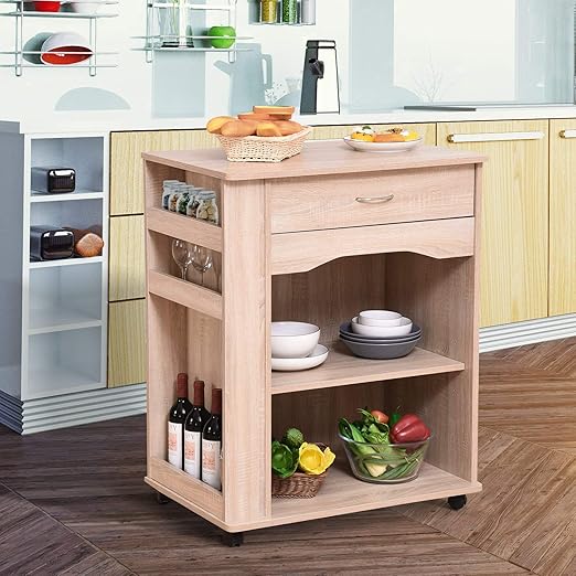 Godyluck Carrito de cocina para horno microondas con cajón ...