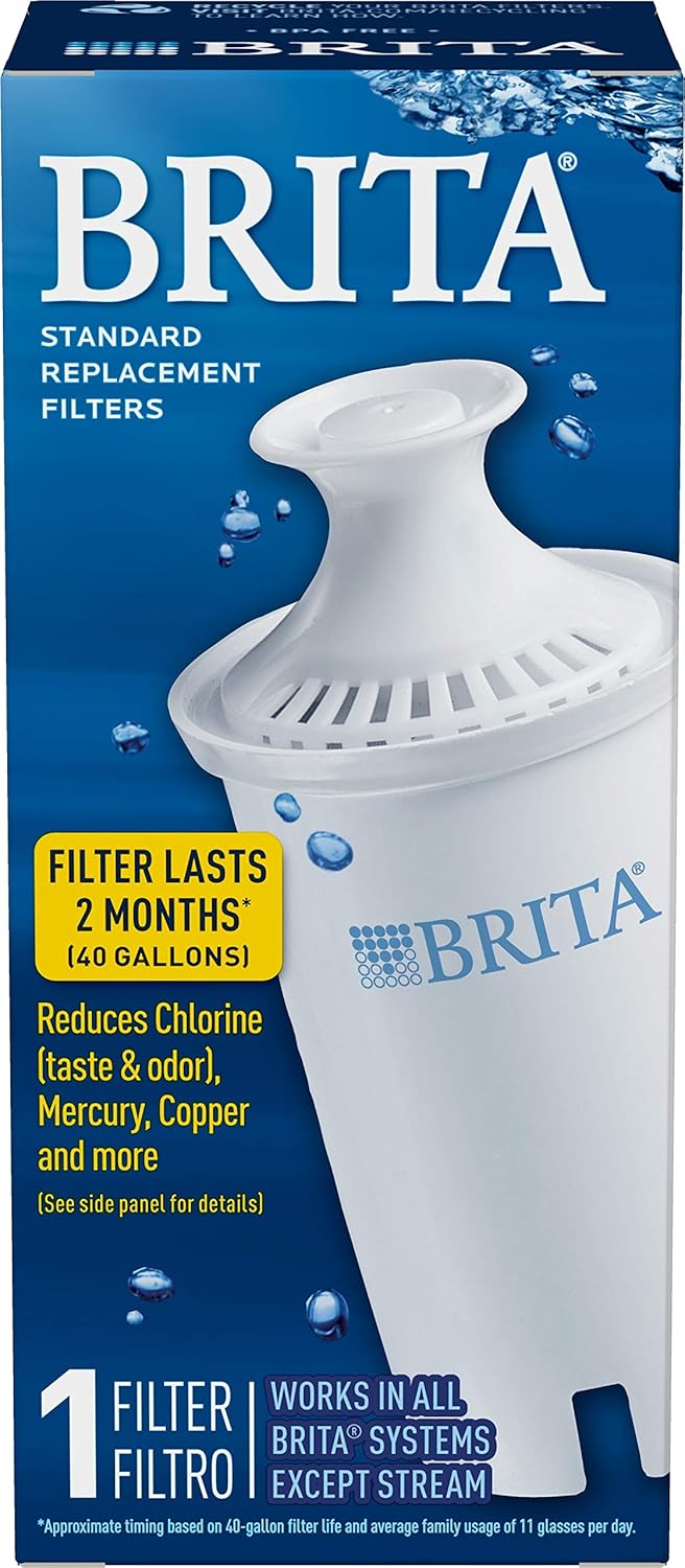 Brita Standard Replacement Filters for Pitchers and Dispensers, 1ct, White: Pitcher Water Filters: Kitchen & Dining