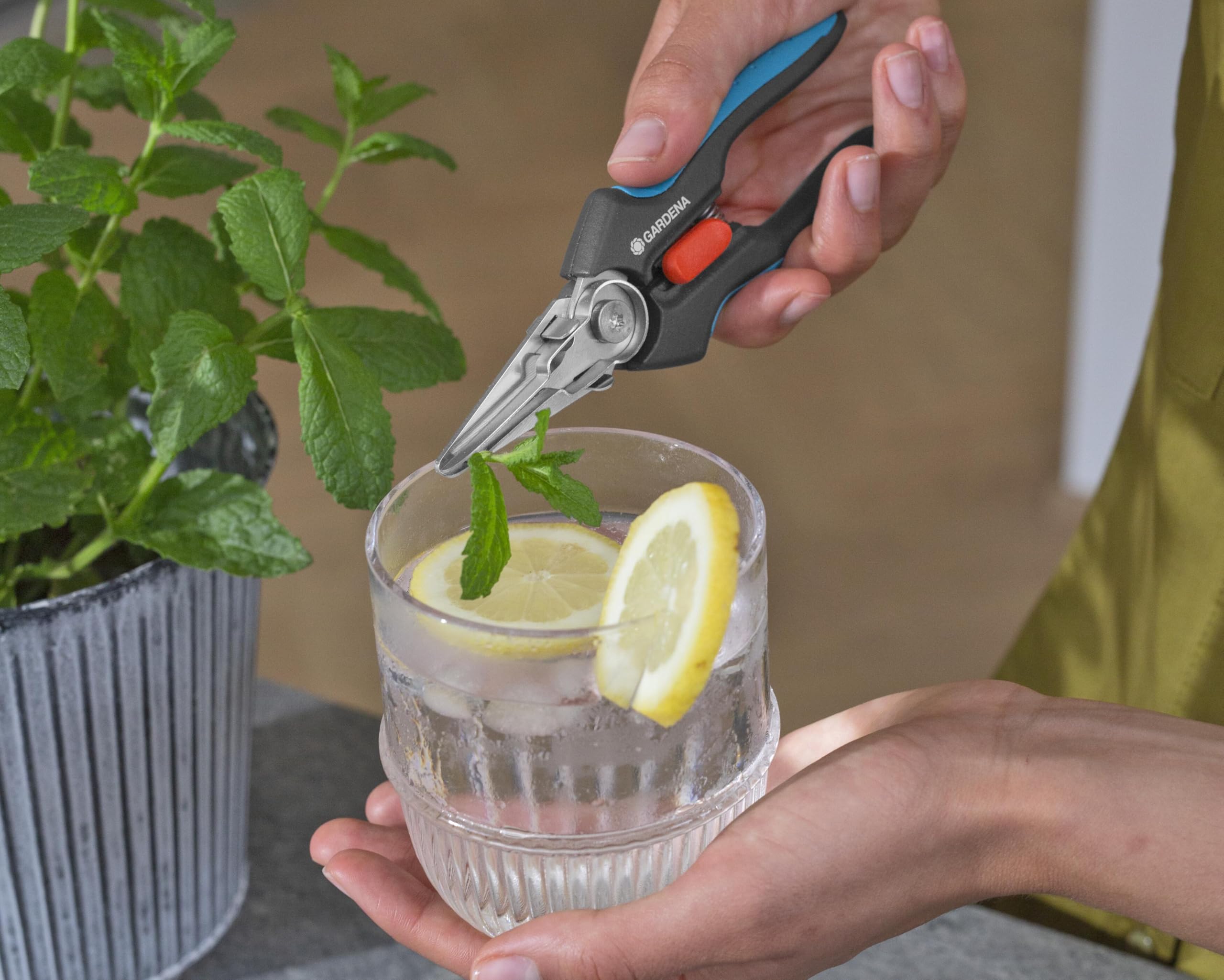 Gardena GripCut: Ernteschere aus rostfreiem Edelstahl mit cleverer Greiffunktion, schneidet präzise und hält das Schnittgut bis zum Ablegen, 45 mm Klinge, mit Einhandverriegelung (12213-20) 5