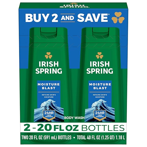 IRISH SPRING MOISTURE BLAST BODY WASH FOR MEN, 20 FL OZ (PACK OF 2)