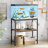 MAHANCRIS 20 Gallon Fish Tank Stand, Aquarium Stand with 2-Tier Storage Shelves, Heavy Duty Breeder Turtle Terrarium Stand Rack for Home Office, 24.0" L x 11.8" W x 24.4" H, Rustic Brown FTHR2001