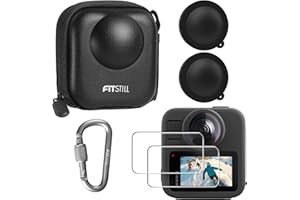 FiTSTILL Black PU Carrying Hard Shell Travel Storage case with 2Pcs LCD Screen Protector Lens protection cover Appliable for 