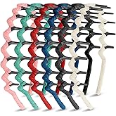 Syhood 6 Pieces Zigzag Headbands for Women Shark Tooth Comb Hairbands Wrapped Cloth Hairbands Wave Shape Plastic Hair Band Hair Accessory(Adorable Pattern)
