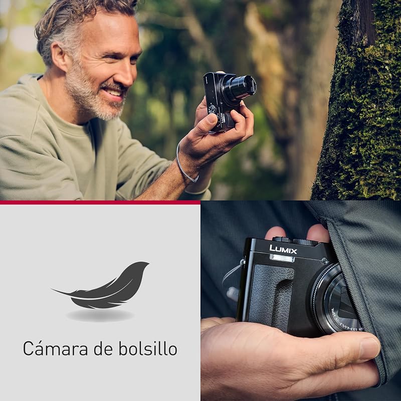Câmara compacta LUMIX DC-TZ99E-S com zoom para viagens, objetiva Leica DC, zoom 30x, 20,3 MP, vídeo 4K 30p, monitor inclinável, Wi-Fi, Bluetooth, cor prateada
