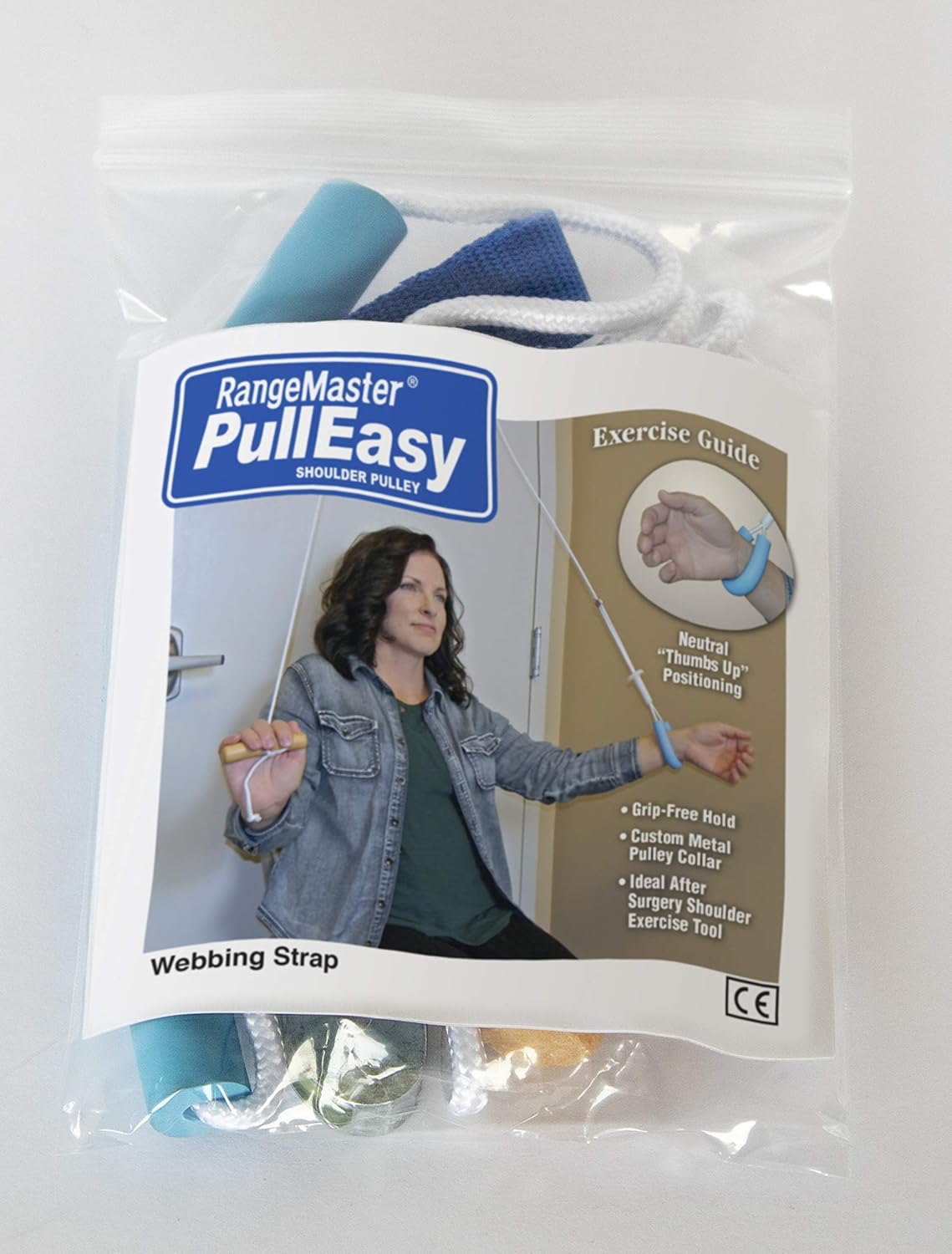 RangeMaster PullEasy Shoulder Pulley with Patient Guide │Physical Therapy Shoulder Pulley │ Aids with Shoulder Surgery Recovery │ Grip-Free Hold │ Metal Bracket Door Attachment