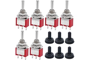 Twidec/6Pcs Mini Momentary Toggle Switch SPDT 3 Position 3 Pins (0N)-OFF-(ON) Miniature Toggle Switch AC 5A/125V 2A/250V Car 