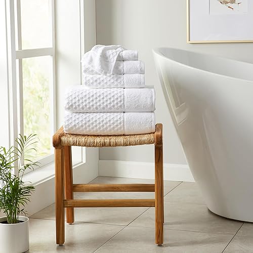 Great Bay Home White Bath Towels 100% Cotton Piece Towel Set