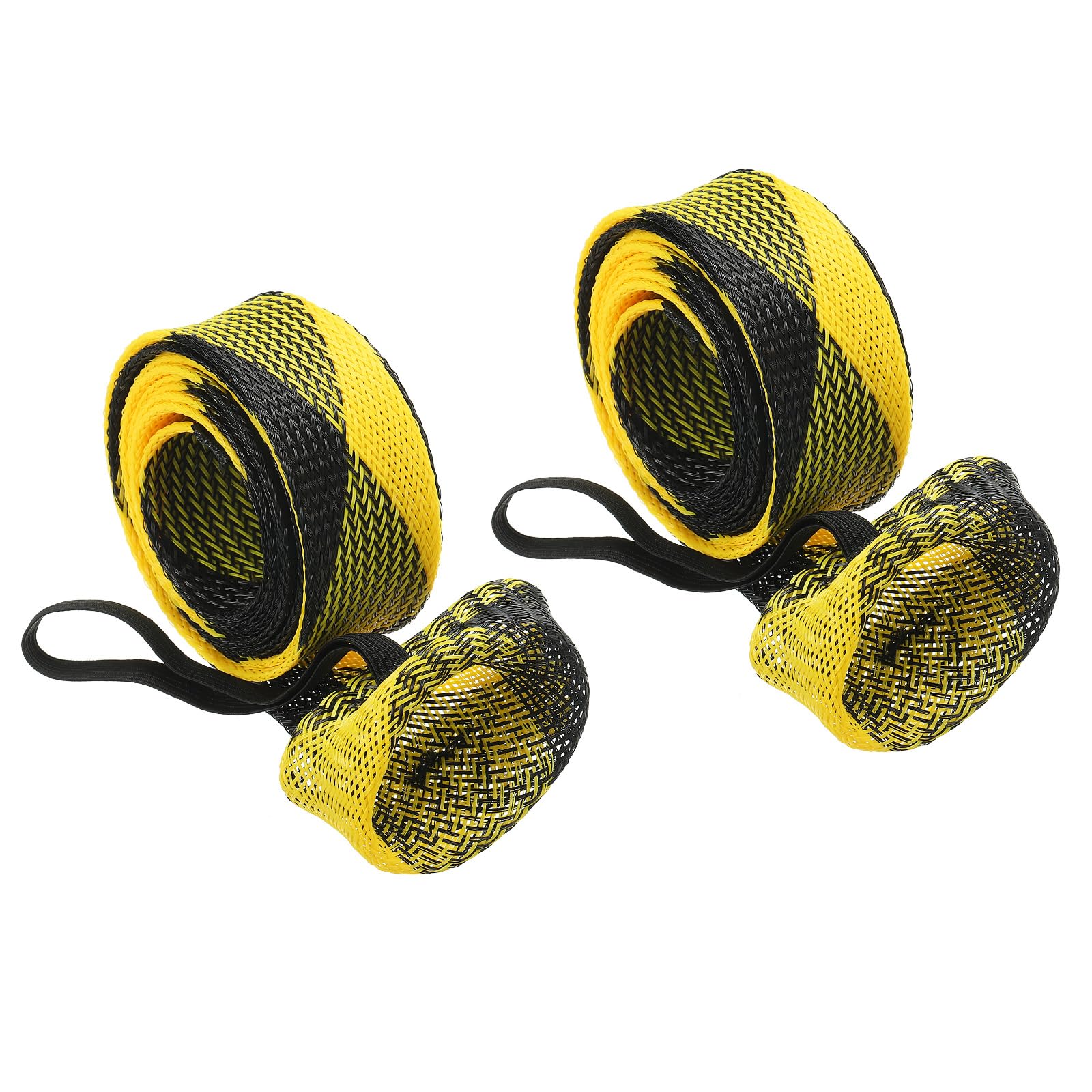 PATIKIL 67 Inch Rod Sock, 2 Pcs Fishing Rod Sleeve Cover Braided Mesh Pole Protector Gloves Fishing Tools Pointed End for Spinning Fishing Rod Fly Rod Ice Rod Casting Rod, Black Yellow
