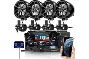 GoHawk Motorcycle Speakers Bluetooth, Waterproof Speakers and Amplifier Audio Sound System, Weatherproof, FM Radio, Volume Control, ATV UTV w/AUX in, USB, Micro SD