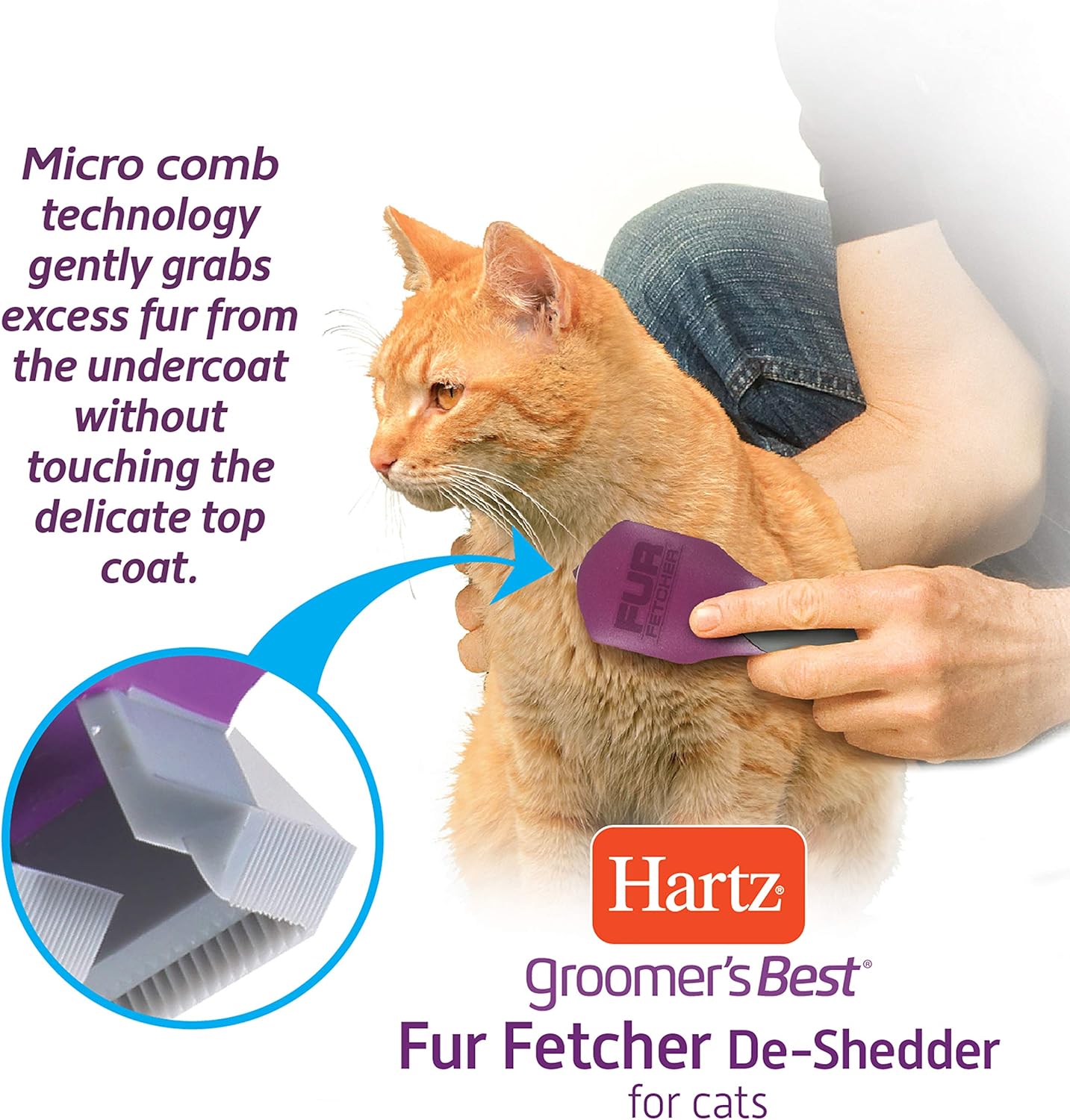 Hartz Groomer's Best Fur Fetcher De-Shedder Cat Brush : Pet Supplies