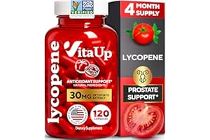 VitaUp Lycopene Supplements for Men - USA Made Prostate Supplements for Men with Natural Tomato Extract - Non-GMO Lycopene Supplement for Prostate, Skin & Antioxidant Support - 120 Count