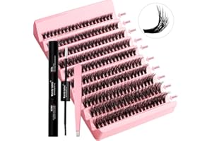 WENDY LASHES Lash Clusters Kit 50D DIY Cluster Eyelash Extensions 3D Effect D Curl 8-16mm Mixed Length Individual Lashes Kit with Lash Bond and Seal Waterproof and Applicator for DIY Lash Clusters Kit