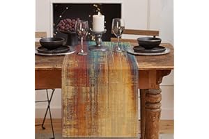 Emvency Blue and Orange Table Runner, Vintage Abstract Messy Rust Painting Dining Decor for Kitchen Coffee Table Family Dinners Holiday Parties Wedding Events Decor(13x72 inch)