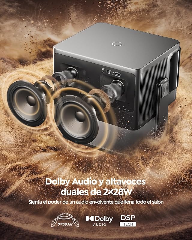 Proyector 4K | 2500 ANSI Ultra Brillante | VIDAA OS Rápido y Fluido | Dolby Audio 56W | Proyector Exterior para Cine Jardín, FHD 1080P Nativo, Enfoque Automático IA, HDMI 2.1, HDR10, Cine en Casa — foto 6 de 8