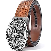 SANSTHS Ratchet Cowboy Belt, Western Ratchet Belts for Men Ratchet Western Belt with Automatic Cowboy Buckle