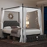 Keyluv Queen Upholstered Canopy Bed Frame with 2