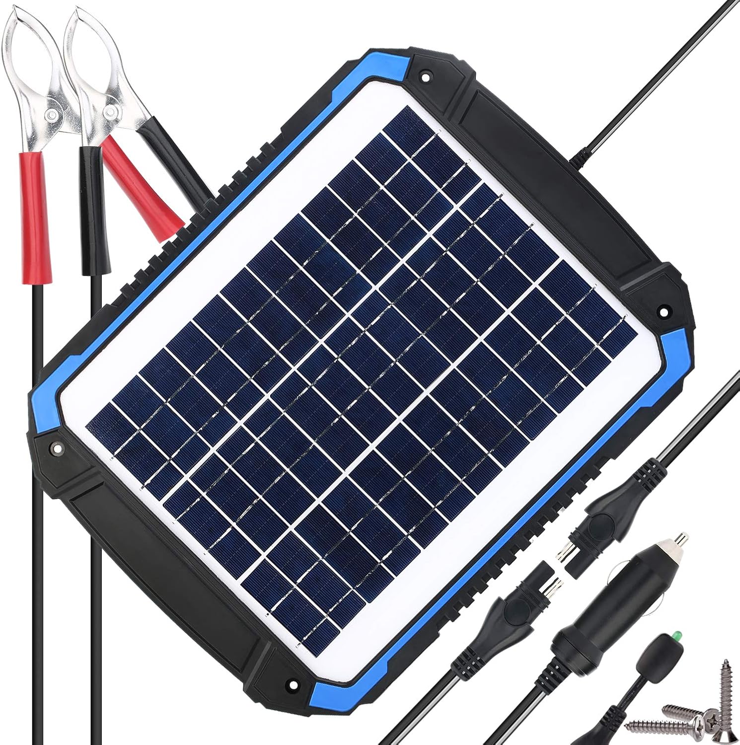 SUNER POWER 12V Solar Car Battery Charger & Maintainer Portable 12W