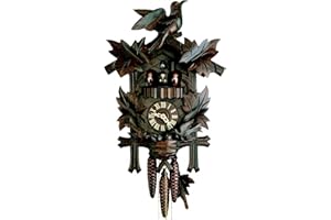KAMMERER UHREN HEKAS Hekas Cuckoo Clock Four Leaves, feeding Birds, Nest KA 3688