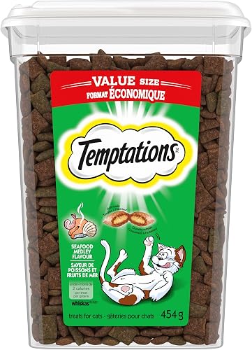 TEMPTATIONS Cat Treats, Seafood Medley Flavour, 454g Tub