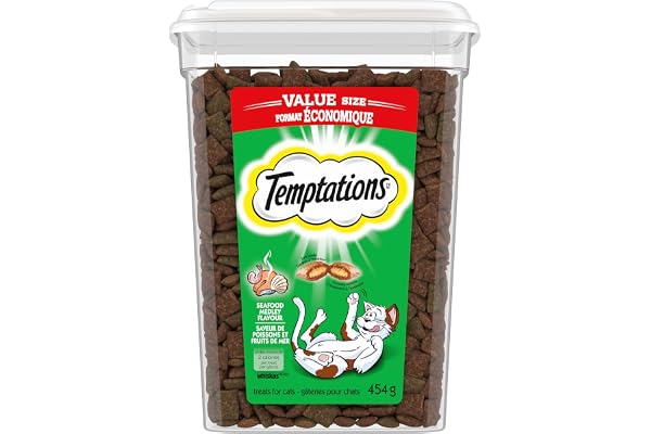 TEMPTATIONS Cat Treats, Seafood Medley Flavour, 454g Tub