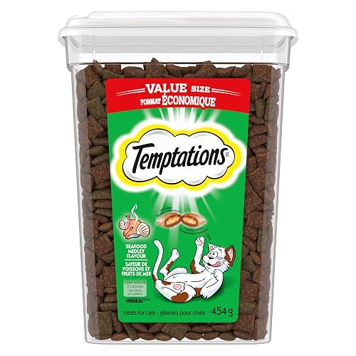 TEMPTATIONS Cat Treats, Seafood Medley Flavour, 454g Tub