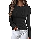 ANRABESS Women's Long Sleeve Slim Fit Crewneck Lightweight Sweaters 2025 Fall Winter Basic Fitted Rib Knit Pullover Tops