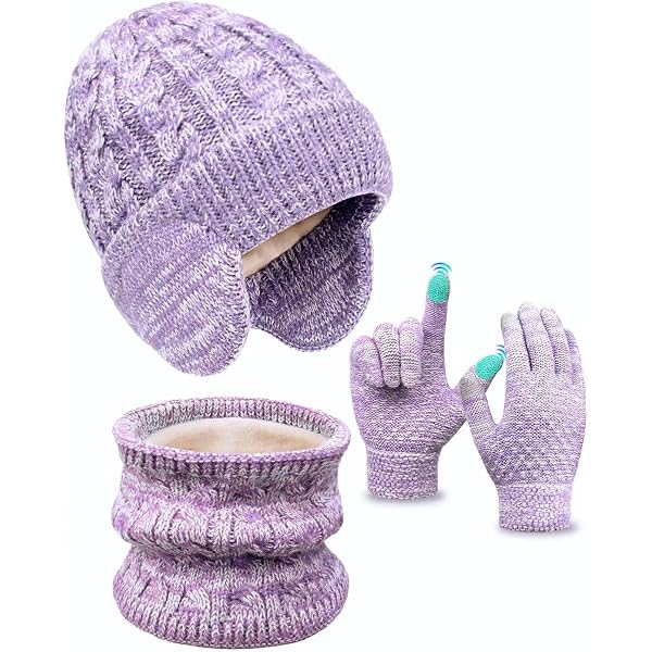 Lot Bonnet, Écharpe, Gants Enfant - Hiver Chaud, Tactile, Polaire Douce, 3 Pièces (5-12 Ans)