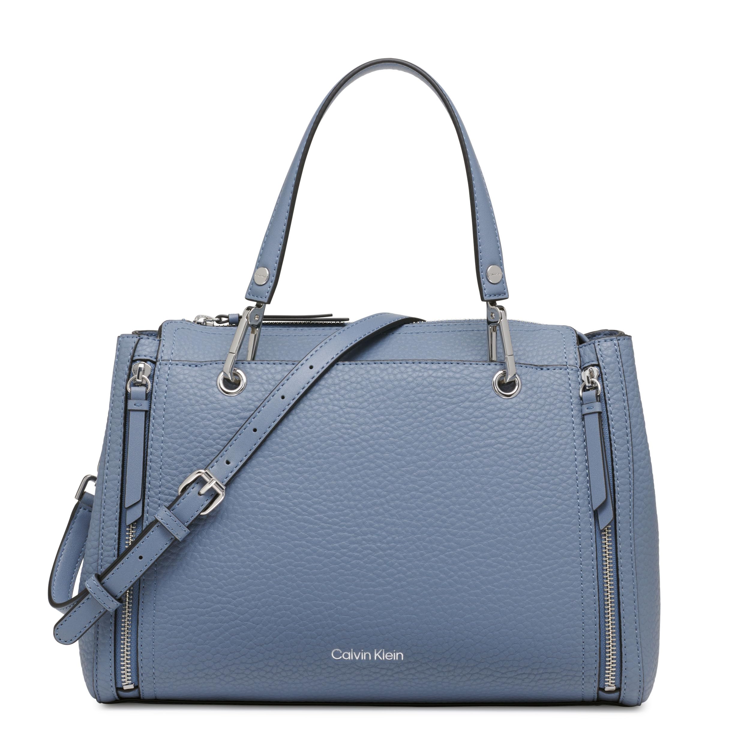 Calvin Klein Reyna Novelty Satchel, Flint Stone Blue, One Size