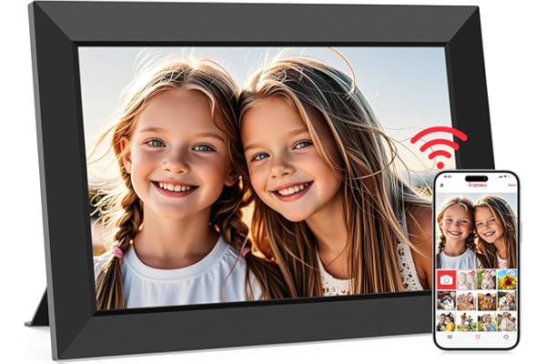 Frameo 10.1 Inch WiFi Digital Picture Frame, Smart Cloud Electronic Photo Frame with HD IPS Touch Screen Slideshow 32GB Memory Auto-Rotate Wall Mount, Share Photos/Videos from Phone - Gifts for Mom