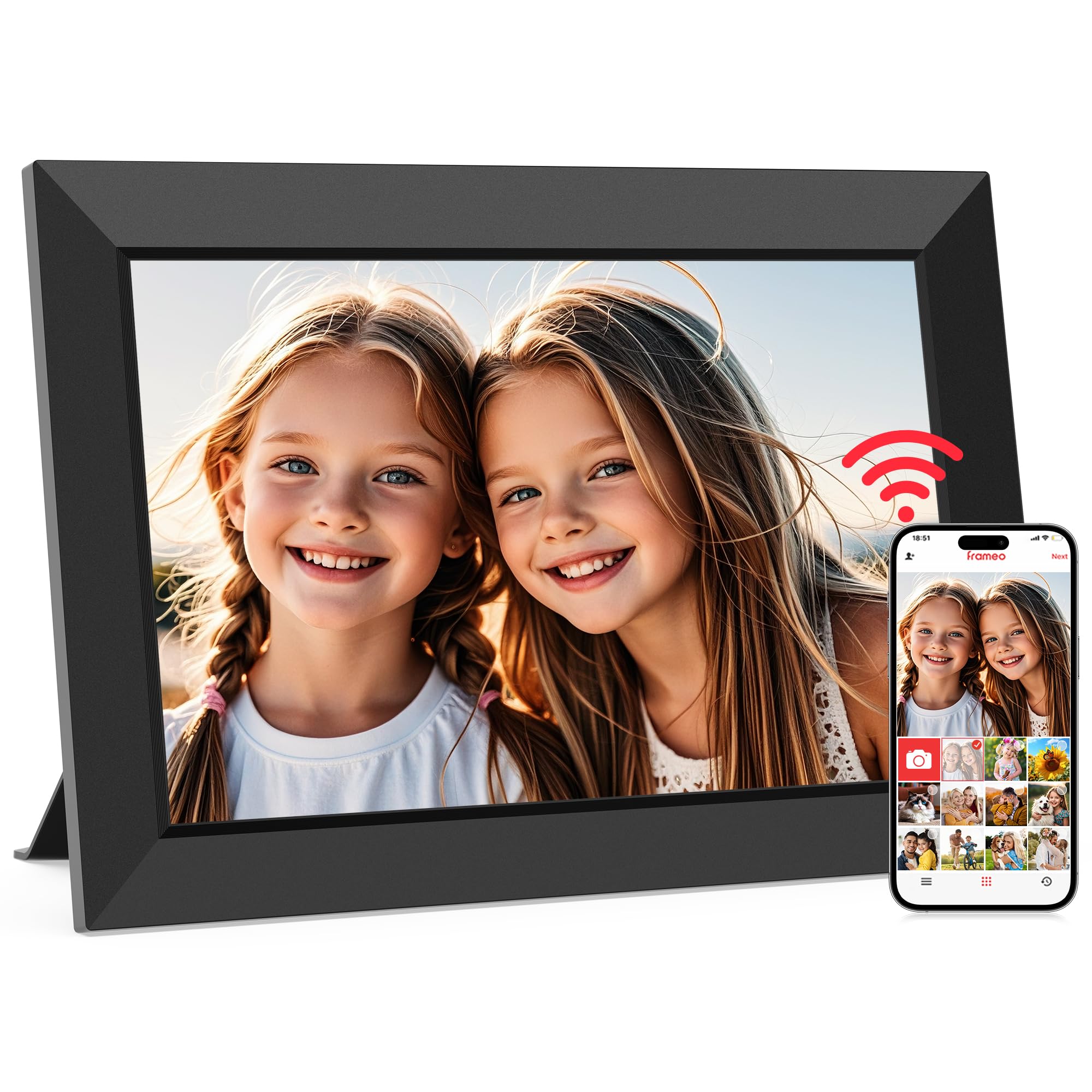 Photo 1 of Frameo 10.1 Inch WiFi Digital Picture Frame, Smart Cloud Electronic Photo Frame with HD IPS Touch Screen Slideshow 32GB Memory Auto-Rotate Wall Mount, Share Photos/Videos from Phone by Frameo App