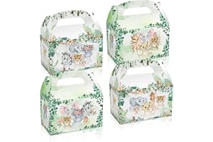 24pcs Jungle Safari Party Favor Treat Boxes - Watercolor Animal Theme Goodie Gift Boxes for Safari Jungle Wild Animal Theme B