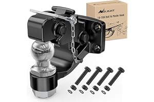 Nilight Pintle Hook Trailer Hitches Receiver Hook Combination 2” Hitch Ball with Mounting Kit, 12000LBS Black Bolt On Adjusta