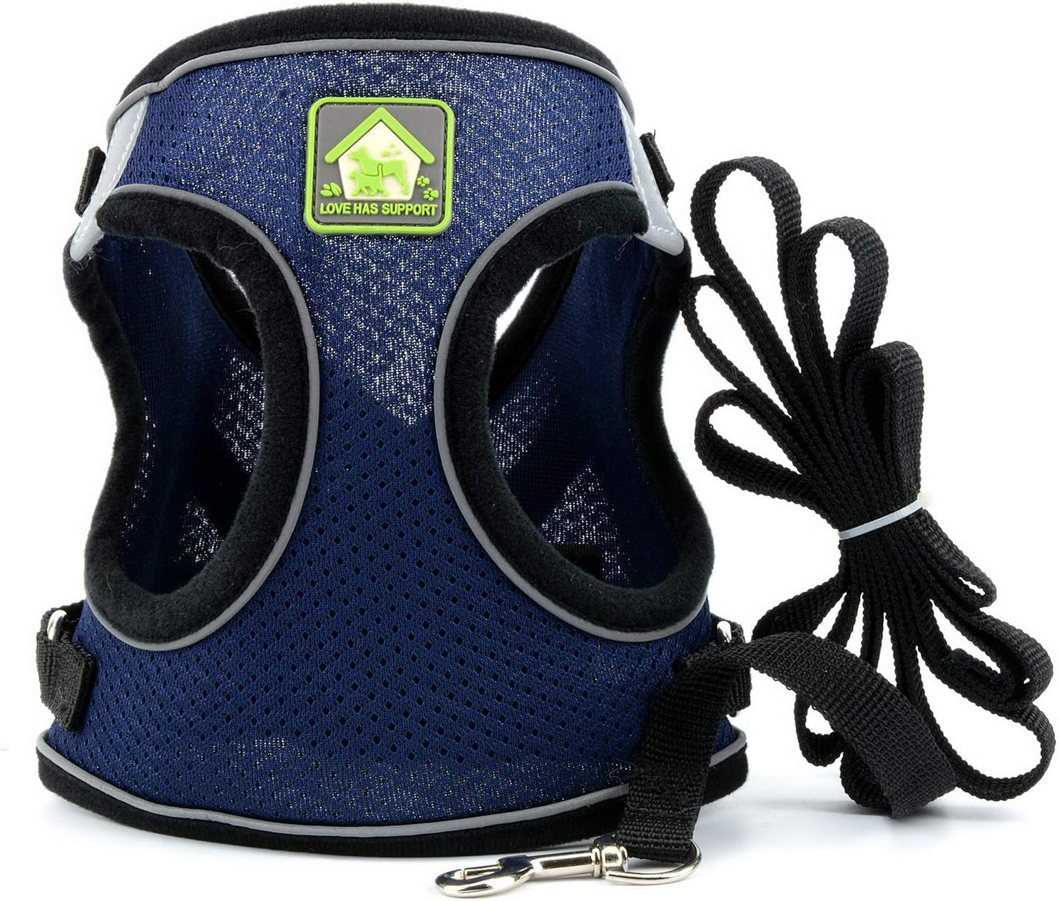 SMALLLEE_LUCKY_STORE Soft Mesh Step-in Small Dog/Cat Harness and Lead Set for Walking Reflective Puppy Vest Harness Outdoor Training,Navy Blue,Size S - Image 4