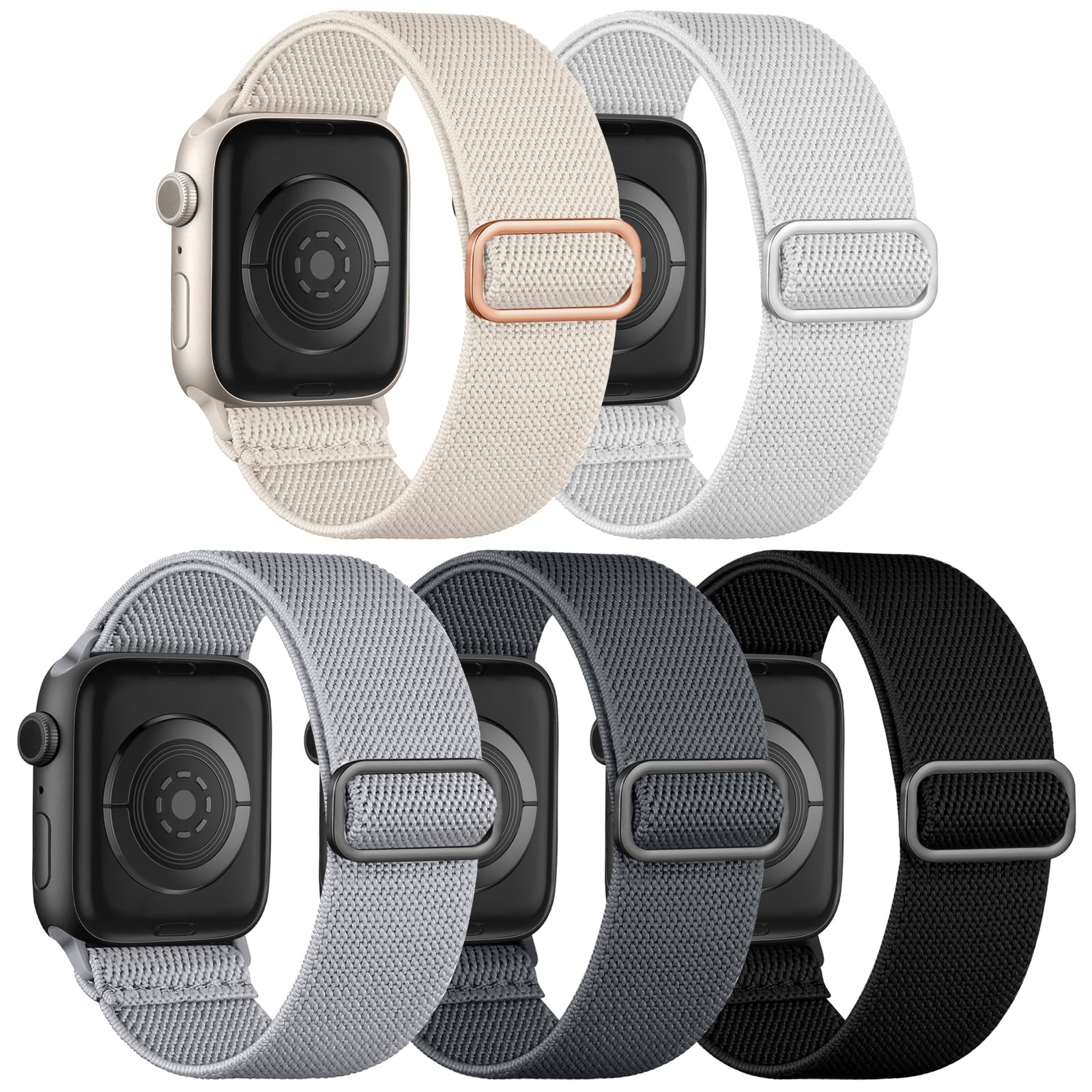 Dirrelo Nylon Band Compatible with iWatch Bands Men 41mm 40mm 38mm 45mm 42mm 44mm 49mm Women, Soft Adjustable Stretchy Braided Wristband Strap for Apple Watch Bands Series SE 9/8/7/6/5/4/3/2/1 Ultra