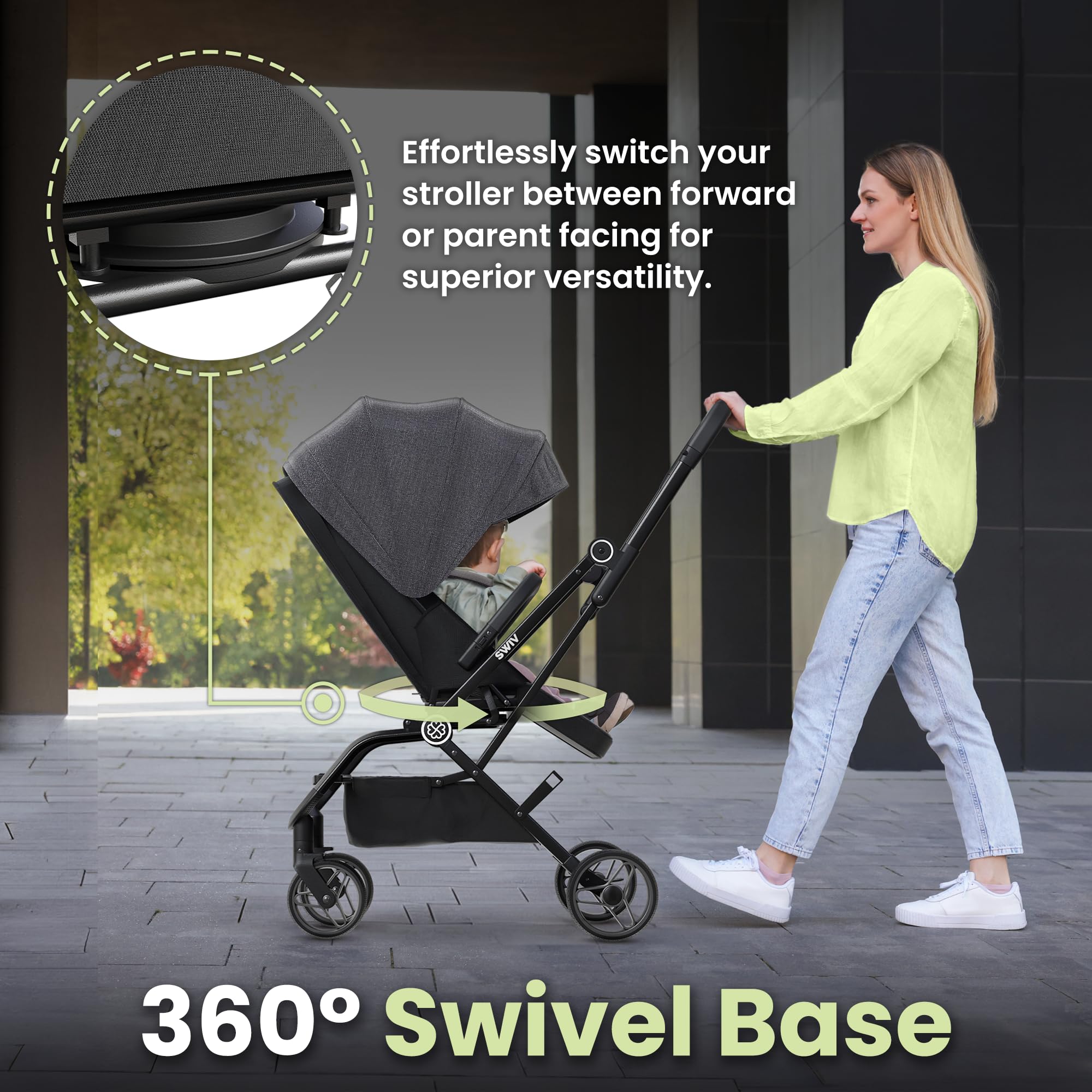 Lightweight Travel Stroller - Aluminum Foldable Stroller for Toddlers 0-4 with 360° Rotating Seat, 3-Way Adjustable Backrest - Compact Strollers for Travel, Airplane Strollers for Baby & Infant