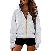 IWD Zip Up Hoodie for Women Fleece Cropped Oversized Sweatshirts Long Sleeve Casual Jackets Winter Outfits 2025