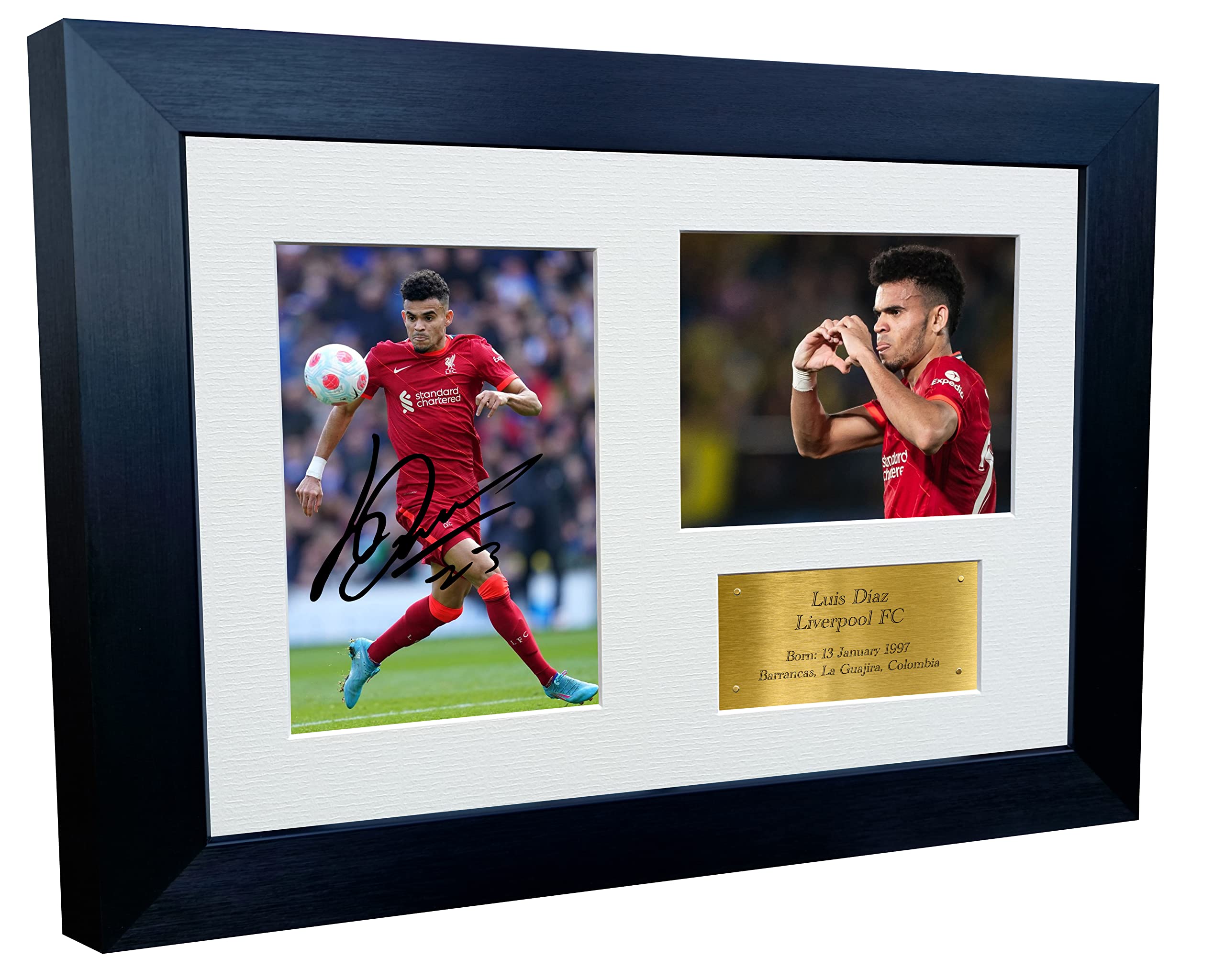 2022/23 Luis Diaz Liverpool Triple Autographed Signed 12x8 A4 Photo Photograph Picture Frame Football Soccer Poster Gift G