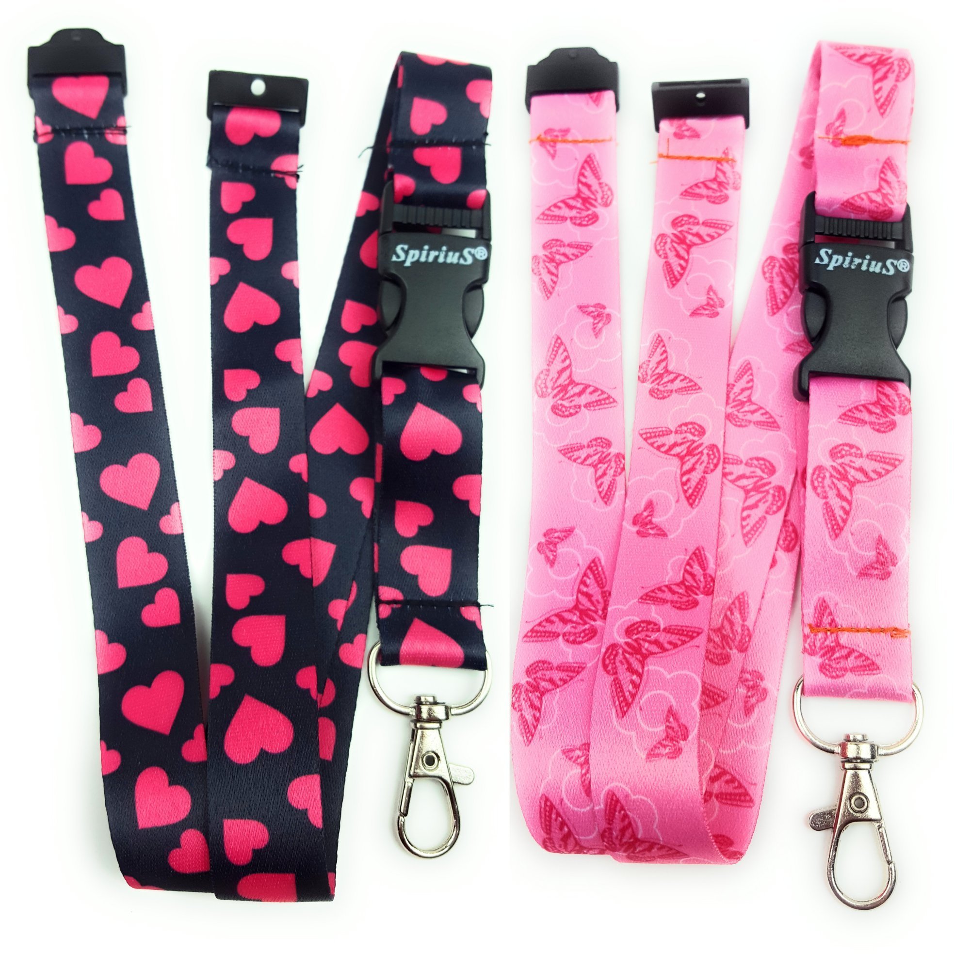 SpiriuS 2 X Lanyard As Neck Strap Holder for keys, badge, Id card etc (SET B)