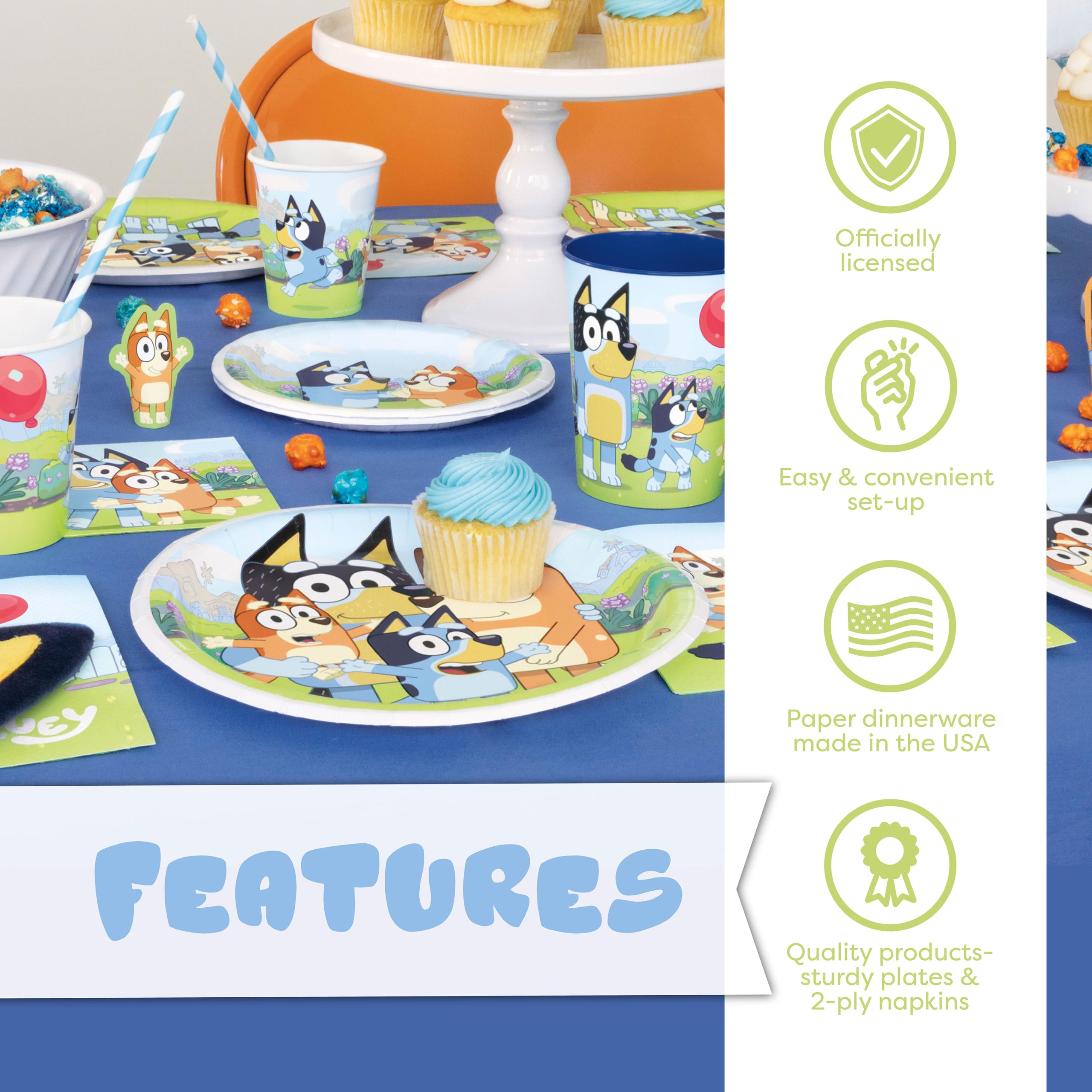 Bluey Birthday Decorations and Party Supplies | Serves 16 Guests | Bluey Party Decorations | Banner, Tablecloth, Balloons, Plates and Napkins, Sticker | Officially Licensed